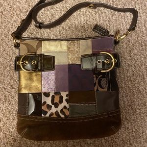 Vintage Coach Mixed Patterns Crossbody Bag